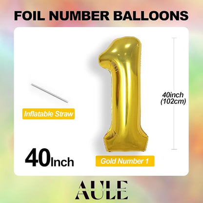 AULE 40 Inch Gold 27 Balloon Number Foil 0-9 Birthday Big Numbers | Birthday - Image 5
