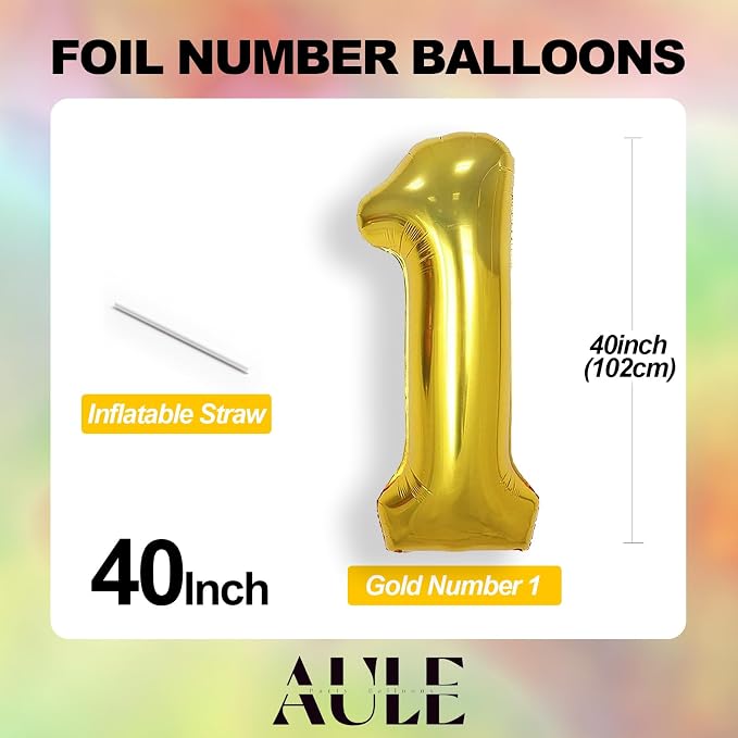 AULE 40 Inch Gold 17 Balloon Number Foil 0-9 Birthday Big Numbers | Birthday - Image 5