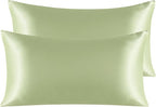 NTBAY 2 Pack Satin King Pillowcases for Hair and Skin, Luxurious and Silky Pillow Cases with Envelope Closure, 20x40 Inches, Sage Green