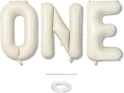 40 Inch Beige One Balloons for 1st Birthday, Cream White Sand One Balloon by Lingqiang