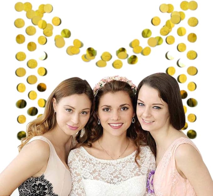 6 Pcs Glitter Gold Paper Circle Dots Garland - Image 3