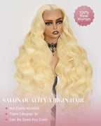 613 Lace Front Wig Human Hair 13x4 Blonde Body Wave Hd Transparent Lace Frontal Wigs Human Hair Pre Plucked With Baby Hair 180% Density Blonde Glueless Wigs 18 Inch