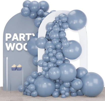 PartyWoo Dusty Blue Balloons 140pcs Slate Blue Boho Neutral Color | 18 12 10 5 by PartyWoo
