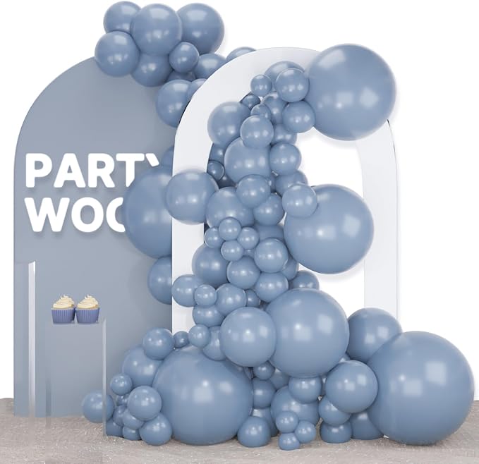 PartyWoo Dusty Blue Balloons 120pcs Slate Blue Boho Neutral Color | 18 12 10 5 by PartyWoo