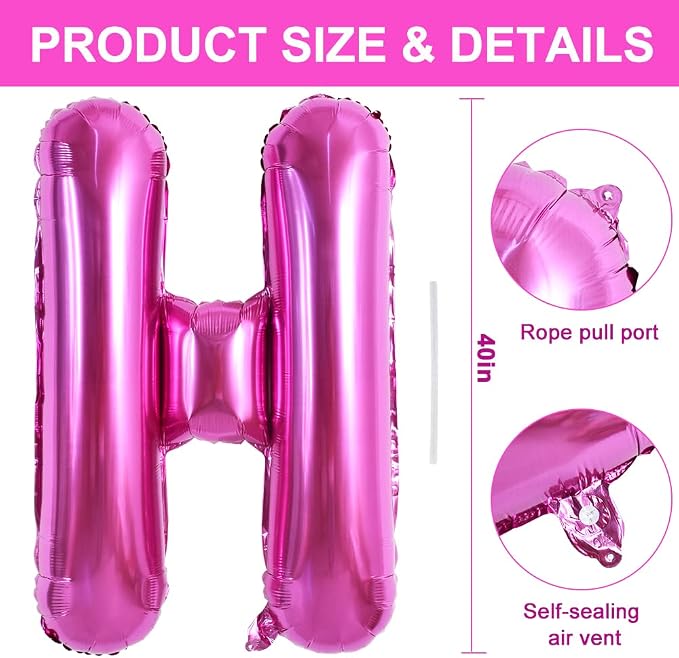 TONIFUL 40 Inch Large Rose Red Letter H Balloons - Image 2