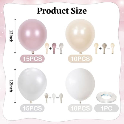 Double Stuffed Pearl White and Pink Balloons - Image 4