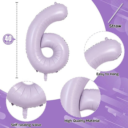 Light Purple 16 Balloon Numbers, 40 Inch Large Pastel Purple Foil Number 1 & 6 - Image 2