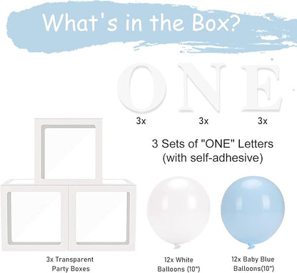 Baby Boy First Birthday Party Decorations 'ONE' Letters Individual Three White - Image 6