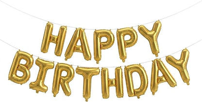 Gold Happy Birthday Banner Foil Letter Balloon, 14 Inch 3D Inflatable Party by Vrukiaa