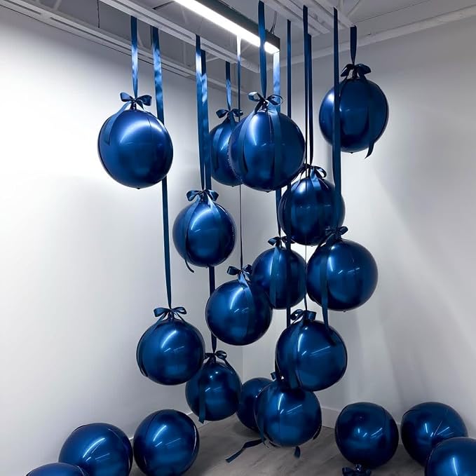 14 Pcs Navy Blue Round Foil Balloons 22/15/10 4D Ball Balloons Dark Blue - Image 7
