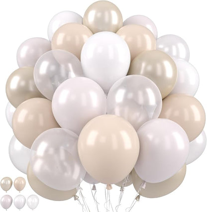 White Nude Double Balloons, Neutral Balloons Double Stuffed Beige Balloons by Paready