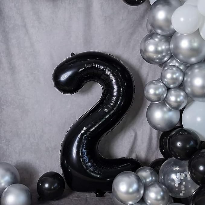 40 Inch Black Number Balloon 2, Large Number Foil Balloons Mylar - Image 3