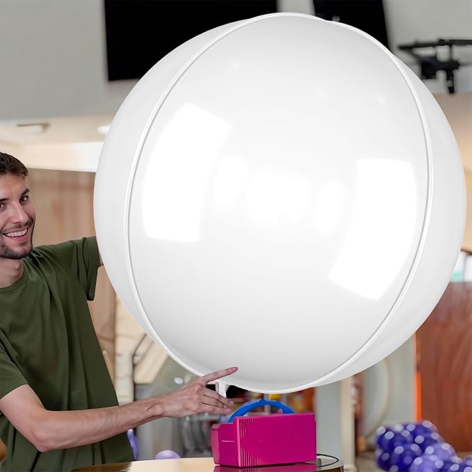 50 Inch Giant White Round Foil Balloons - Image 3