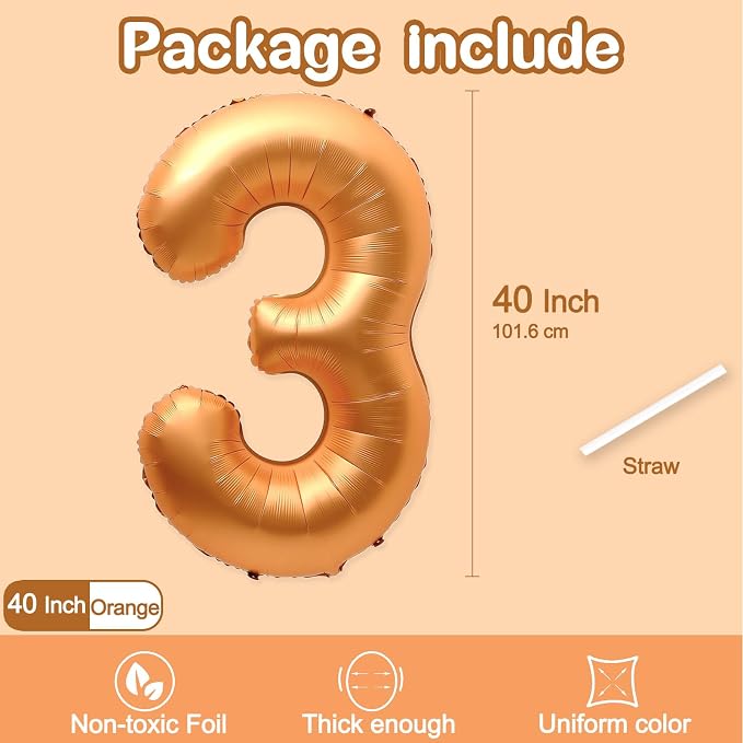3 Balloon, Number 3 Balloon, 3 Balloon Number 40 Inch - Image 2