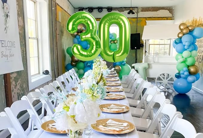 3 Balloon Number 40 Inch Light Green Balloons - Image 3