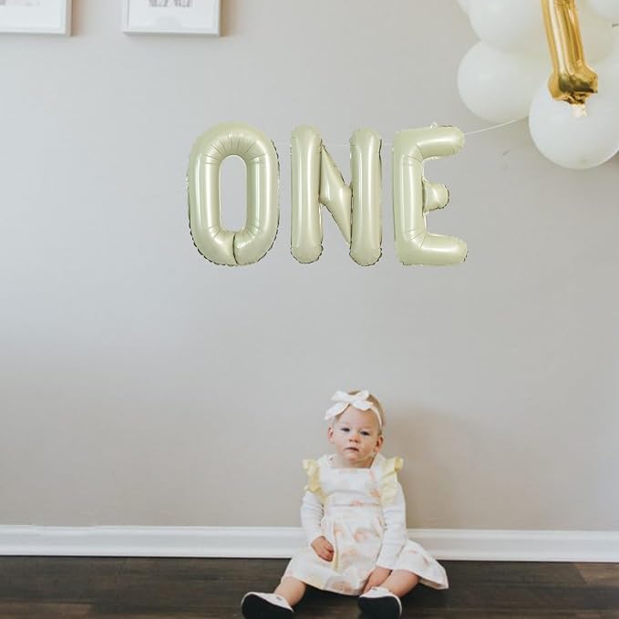 TONIFUL Cream Green Letter Balloons 1 Set 16Inch A-Z Custom Alphabet Banner | - Image 5