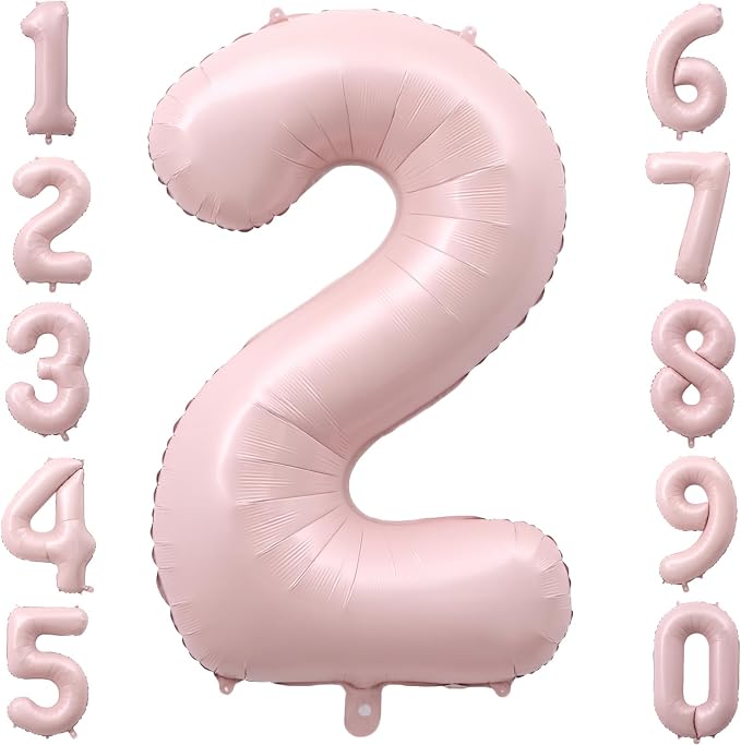 40 Inch Light Pink Foil Number 2 Balloon by TNCDJKPA