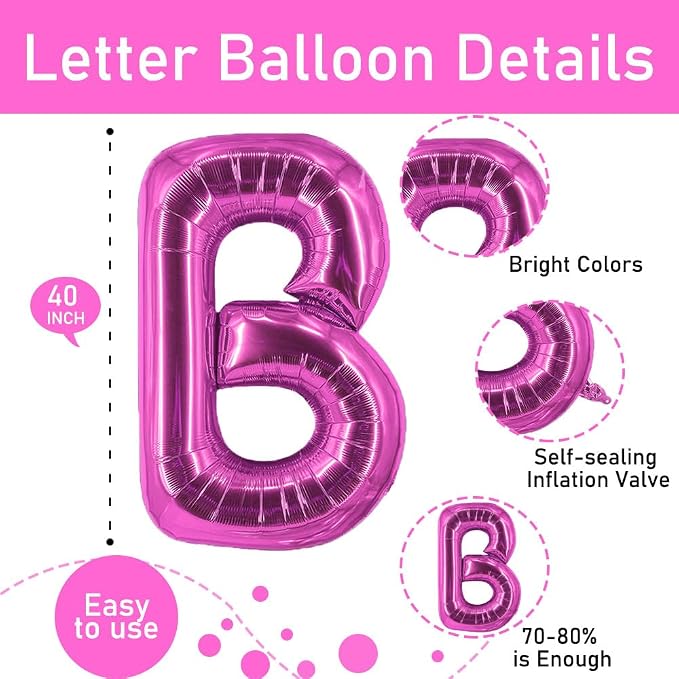 Rose Red Bride Balloons 40 Inch Hot Pink Wedding Letter Balloons - Image 3