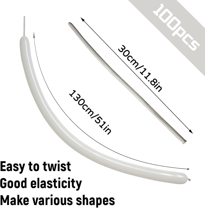 100Pcs Sand White 260 balloons, Thickening Latex Cream 260q Balloons - Image 2