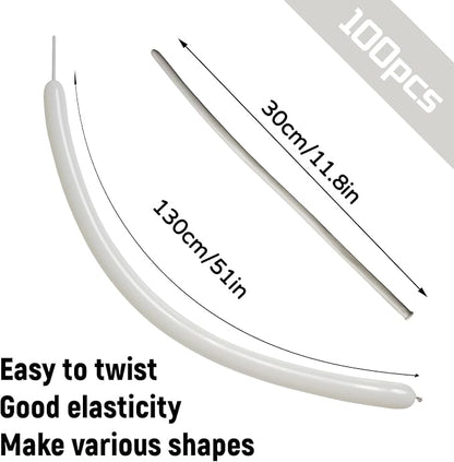 100Pcs Sand White 260 balloons, Thickening Latex Cream 260q Balloons - Image 2