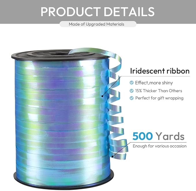 Light Blue Gradient Curling Ribbon, 1/5" Wide x 500 Yards Christmas Curling - Image 2