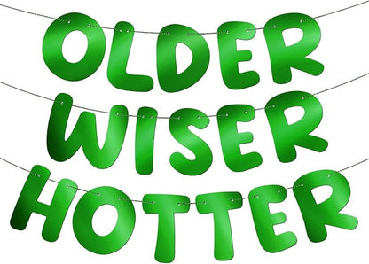 Fulmoon Set of 3 Pre Strung Older Wiser Hotter Glitter Banner Funny Birthday by Fulmoon