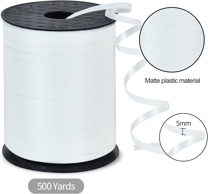 TONIFUL 500 Yards Shiny White Curling Ribbon Balloon String Gift Wrapping - Image 2