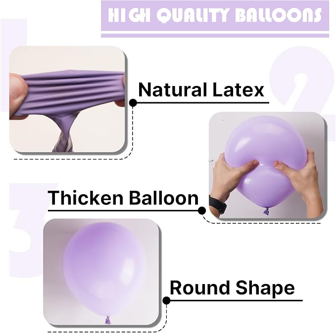 PartyWoo Lavender Balloons 101pcs Light Pastel Purple Lilac Purple Color | 12 - Image 8
