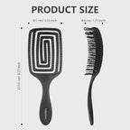 Detangling Brush, Dry and Wet Vented Detangler Hair Brush for Women and Men, Professional Paddle Curved Styling Hairbrush for Straight/Curly/Thick/Long/Wavy/Damaged Hair, Black