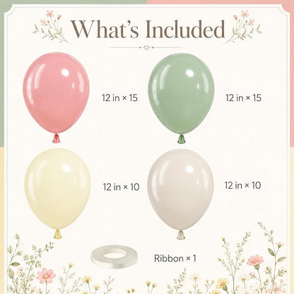 Dusty Pink Green Yellow Balloons, 12inch 50pcs Pink Sage Green Pastel Light - Image 2