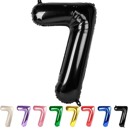 7 Balloon Numbers Party Decorations, 40In Black Balloons by Mluchee