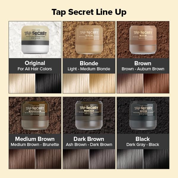 I DEW CARE Tap Secret Dry Shampoo Powder with Biotin - Tap Secret Original | Strengthening & Volumizing, Refillable, Travel size, Non-aerosol, Brunette, Korean Ginseng, Stocking Stuffers, 0.24 Oz