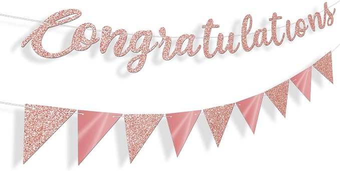 Glitter Rose Gold Congratulations Banner - Image 2