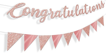 Glitter Rose Gold Congratulations Banner - Image 2