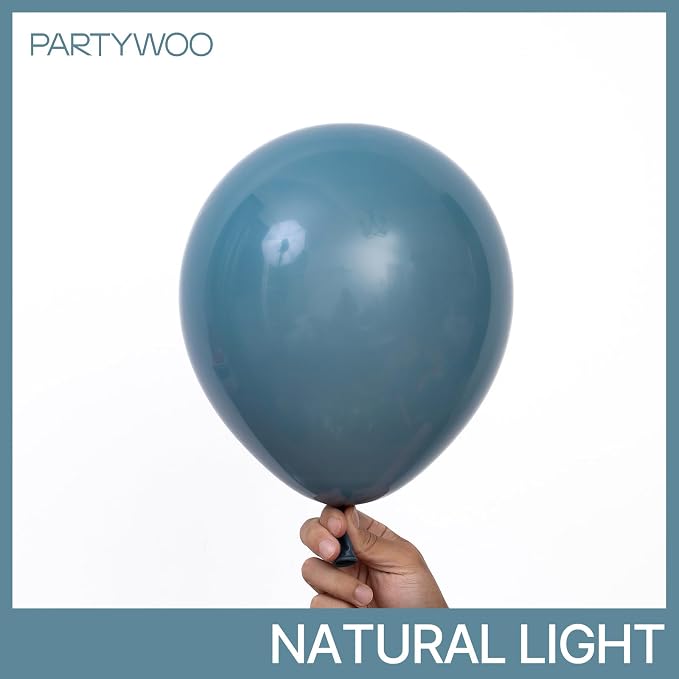 PartyWoo Slate Blue Balloons 100pcs Navy Dusty Blue Boho Neutral Color | - Image 3