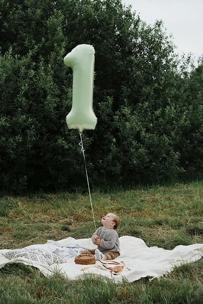 Number 1 Balloon Birthday Decorations, 40In Sage-Green Balloons - Image 3