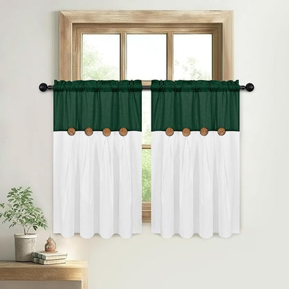 Boho Kitchen Curtains 36 Inch Length, Farmhouse Cotton Linen Tier Curtains - Image 5
