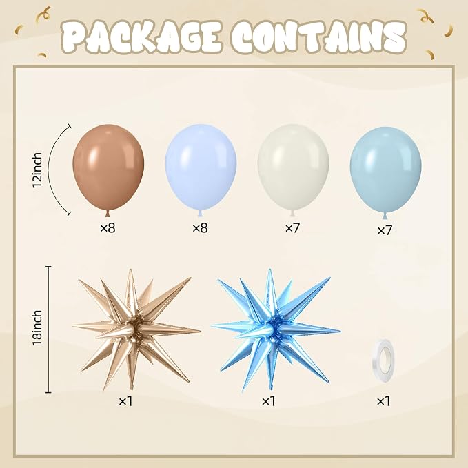 Blue and Brown Balloons, 12 Inch Macaron Blue Nude Brown Latex Balloons - Image 2