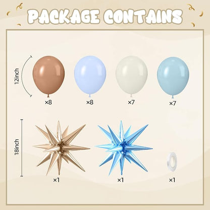 Blue and Brown Balloons, 12 Inch Macaron Blue Nude Brown Latex Balloons - Image 2