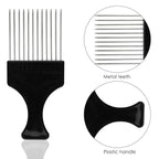 DaKuan 4 Pack Wide Tooth Afro Picks | Metal Detangling Comb for Natural Curly Hair, Braids, Wigs & Weaves | Gentle on Scalp, Strong Plastic Handle (Black)