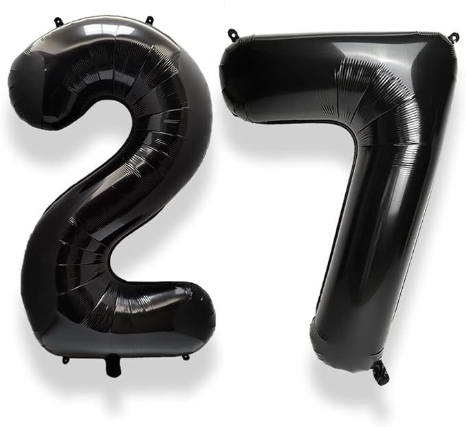 AULE 40 Inch Black Number Balloon 27 Foil 0-9 Birthday Big Numbers | Birthday by AULE