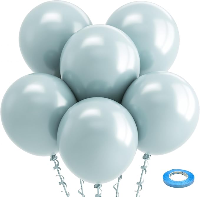 Bezente Dusty Blue Balloons 18 Inch 30 Pack Latex Large Thick | Blue Balloons by Bezente