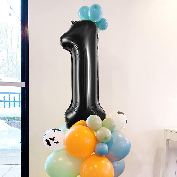 Black Number 1 Balloons 40 Inch Large Foil Balloons, Giant Number Balloon - Image 3