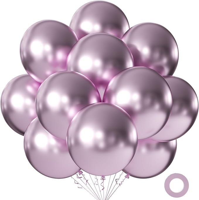 Metallic Pink Balloons 18 Inch 24 Pack Matte Helium Latex Round Balloons by KALOR
