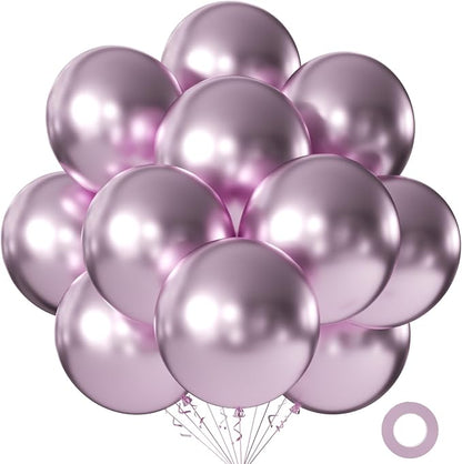 Metallic Pink Balloons 18 Inch 24 Pack Matte Helium Latex Round Balloons by KALOR