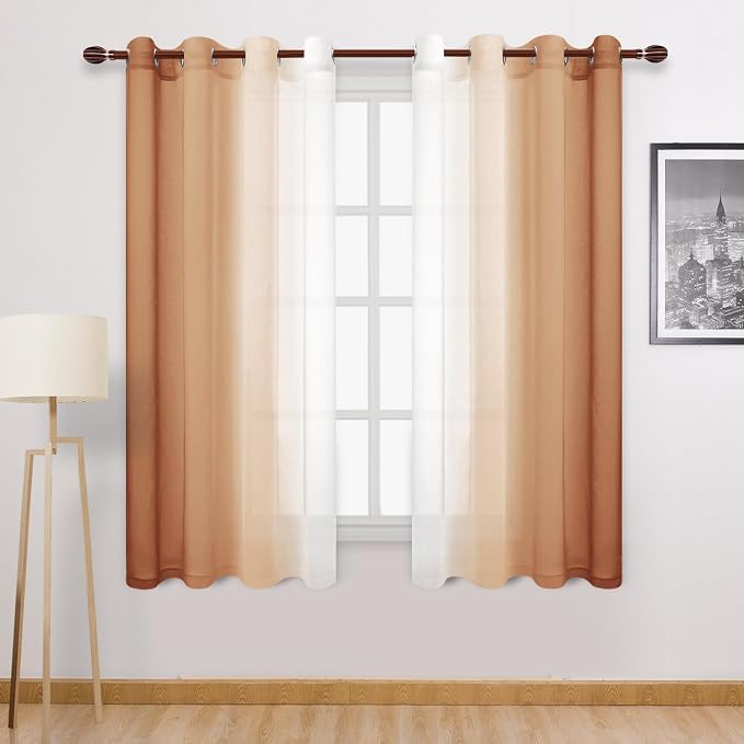 DWCN Faux Linen Ombre Sheer Curtains by DWCN