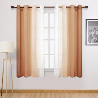 DWCN Fall Faux Linen Ombre Sheer Curtains by DWCN