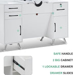 BarberPub Backwash Shampoo Bowl Cabinet, Wall Mount Station with Mirror, Storage Cabinet with Drawers & Shelf Salon Equipment for Barber Salon 3141 (White)