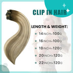 SURNEL Clip in Extensions Real Human Hair Balayage Clip in Hair Extensions 16 Inch 6pcs 100g Walnut Brown to Ash Brown and Golden Blonde Human Hair Extensions Clip ins (#3/8/22,16'')