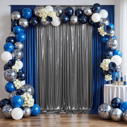 gogoparti 20x10FT Charcoal Silver Sequin Backdrop Curtain - Image 8
